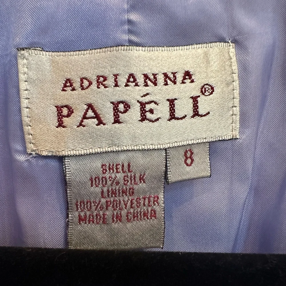 Vintage ADRIANNA PAPELL 100% Silk Jacket Blazer Lavender Lilac Size 8 Medium M
